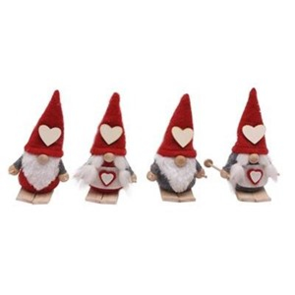 Filz Wichtel Tracht mit Ski klein 10cm 4fach